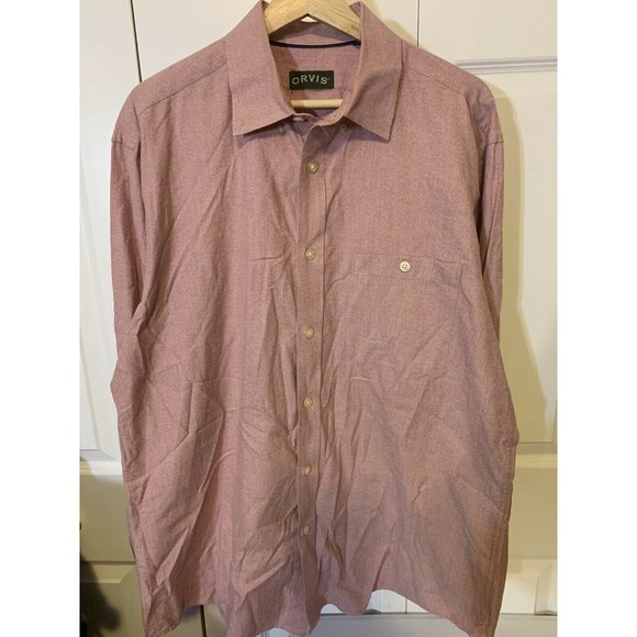 Orvis Men’s Sz L Pale Red Button Front Long‎ Sleeve Shirt - Picture 6 of 8